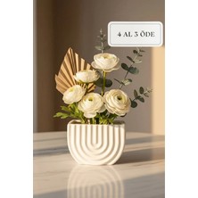 Zuri Design Bohem Desenli Beton Dekoratif Vazo – 15X10 cm Modern Minimal Saksı