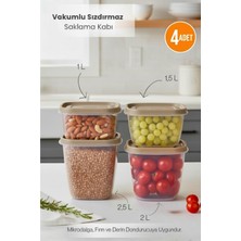 Orvila Vizon 4'lü Vakumlu Sızdırmaz Kapaklı Saklama Kabı Erzak Düzenleyici Set 1l, 1,5l, 2l, 2,5l