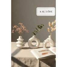Zuri Design Modern Bohem Beton Vazo 3’lü Set – Dekoratif Minimal Set