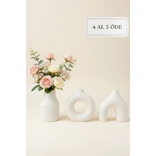 Zuri Design Modern Bohem Tarz Beton Vazo 3’lü Set – Dekoratif Minimal Set
