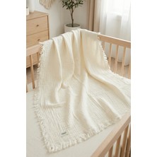 Hamur Müslin Bebek Pikesi Pamuklu 85X100 cm Yenidoğan Bebek Arabası Puset Örtüsü Kundak Battaniye Ekru