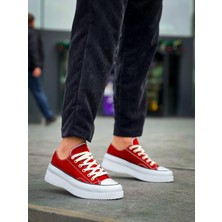 Zapatos Kb-Cx3 Erkek Günlük Bağcıklı Keten Kısa Spor Sneaker Ayakkabı Kbt - Bordo