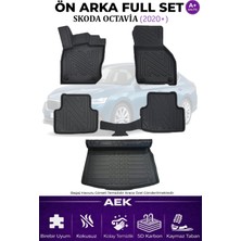 AEK Modern Skoda Octavia 2020+ 5d Karbon Paspas Takımı +3d Pvc Bagaj Havuzu Set