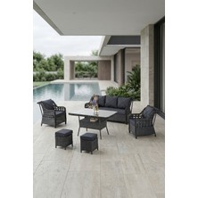 Btk Concept Datça Rattan Bahçe Mobilyası 3+1+1 Antrasit/masalı