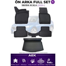 AEK Modern Skoda Scala 2019+ 5d Karbon Paspas Takımı +3d Pvc Bagaj Havuzu Set