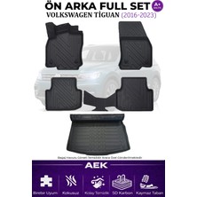 AEK Modern Volkswagen Tiguan 2016-2023 5d Karbon Paspas Takımı +3d Pvc Alt Bagaj Havuzu Set