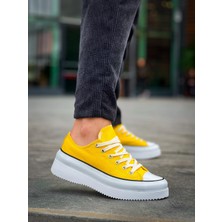 Zapatos Kb-Cx3 Erkek Günlük Bağcıklı Keten Kısa Spor Sneaker Ayakkabı Kbt - Sarı