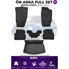 AEK Modern Skoda Fabia 2015-2021 5d Karbon Paspas Takımı +3d Pvc Bagaj Havuzu Set