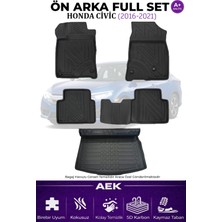 AEK Modern Honda Civic 2016-2021 Sedan 5d Karbon Paspas Takımı +3d Pvc Bagaj Havuzu Set