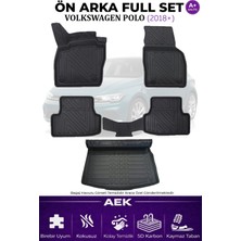 AEK Modern Volkswagen Polo 2018+ 5d Karbon Paspas Takımı +3d Pvc Bagaj Havuzu Set