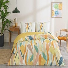 Skygo Joey Renkli Klişe Pamuk Nevresim Takımı, Turuncu, Çift Kişilik