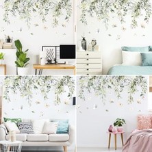 Skygo Duvar Çıkartması, 2 Parça Yeşil Bitkiler Duvar Çıkartması, 30 x 90 cm Duvar Çıkartması Kelebek Duvar Kağıdı, Soyun ve Yapıştır Çıkarılabilir Duvar Çıkartmaları Çocuklar, Bebekler, Yatak Odaları