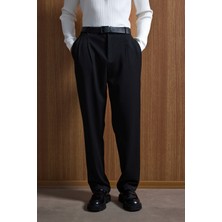 Abluka Online Erkek Baggy Fit Kumaş Pantolon Siyah