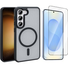 Vendas Galaxy S23 Kılıf M-safe Şarj Özellikli Mat Arka Yüzey Zore Sio Kapak + Cam Ekran Koruyucu