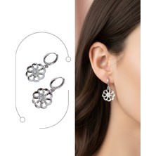 Keskin Gümüş Gümüş Lotus Çiçek Tasarım Kadın Küpe Sevgililer Günü Hediye