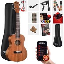 Midex CT-24M Set Maun Concert Ukulele (Softcase Capo Metod Nota Sticker Askı Pena)