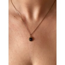 Triya Wear Studio-Çelik Kararmaz-Doğal Taş-Gold Renk Kadın Kolye