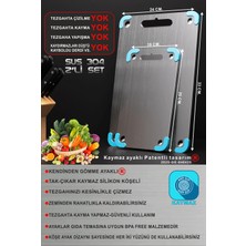 Home 2 Adet Paslanmaz Çelik Kesme Tahtası - KÜÇÜK+BÜYÜK(Gömme AYAKLI) (304 Kalite - ®Patentli) Antibakteriyel