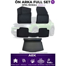 AEK Modern Opel Mokka 2022+ Elektrikli 5d Karbon Paspas Takımı +3d Pvc Bagaj Havuzu Set