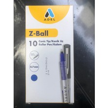 Adel Z-Ball Mavi Roller Kalem 0.7 mm 10'lu Paket Konik Uç ile Konforlu Yazım