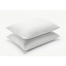 Orbit 2 Adet Kapitone Yastık Kılıfı - Yastık Koruyucu - 2'li Set - 50X70 cm - Optik Beyaz