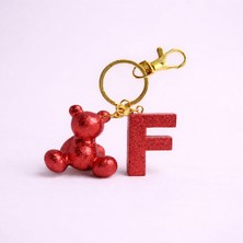 Scultore Kişiye Özel F Harfli Ayıcık Anahtarlık - Epoksi Tasarım Çanta ve Araba Anahtarlığı