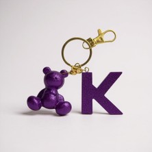 Scultore Kişiye Özel K Harfli Ayıcık Anahtarlık - Epoksi Tasarım Çanta ve Araba Anahtarlığı