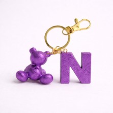 Scultore Kişiye Özel N Harfli Ayıcık Anahtarlık - Epoksi Tasarım Çanta ve Araba Anahtarlığı