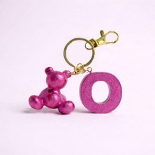 Scultore Kişiye Özel O Harfli Ayıcık Anahtarlık - Epoksi Tasarım Çanta ve Araba Anahtarlığı