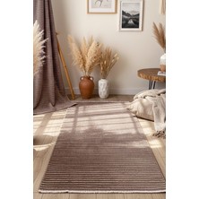 Melaris Halı Yıkanabilir Pamuk Dokuma Kilim Doğal Kendinden Saçaklı Kaymaz Tabanlı Halı Salon Oturma Odası Mutfak Halısı