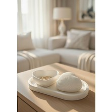 Safir Design 3'lü Kalp Temalı Dekoratif Set - Oval Tepsili ve El Yapımı
