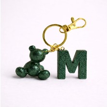 Scultore Kişiye Özel M Harfli Ayıcık Anahtarlık - Epoksi Tasarım Çanta ve Araba Anahtarlığı