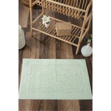 Sevim Damask Desenli Ayak Havlusu 1 Adet - 60X100 cm Banyo Paspası - %100 Pamuk -Mint