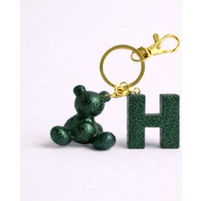 Scultore Kişiye Özel H Harfli Ayıcık Anahtarlık - Epoksi Tasarım Çanta ve Araba Anahtarlığı