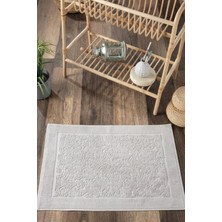 Sevim Damask Desenli Ayak Havlusu 1 Adet - 60X100 cm Yumuşak Banyo Paspası- %100 Pamuk - Gri