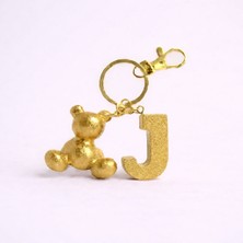 Scultore Kişiye Özel J Harfli Ayıcık Anahtarlık - Epoksi Tasarım Çanta ve Araba Anahtarlığı