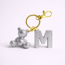 Scultore Kişiye Özel M Harfli Ayıcık Anahtarlık - Epoksi Tasarım Çanta ve Araba Anahtarlığı