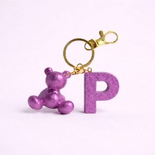 Scultore Kişiye Özel P Harfli Ayıcık Anahtarlık - Epoksi Tasarım Çanta ve Araba Anahtarlığı