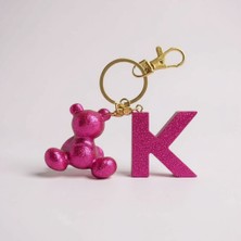 Scultore Kişiye Özel K Harfli Ayıcık Anahtarlık - Epoksi Tasarım Çanta ve Araba Anahtarlığı