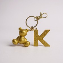 Scultore Kişiye Özel K Harfli Ayıcık Anahtarlık - Epoksi Tasarım Çanta ve Araba Anahtarlığı