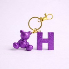 Scultore Kişiye Özel H Harfli Ayıcık Anahtarlık - Epoksi Tasarım Çanta ve Araba Anahtarlığı