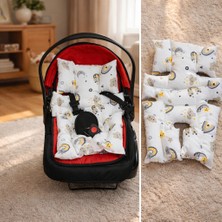 SerSev %100 Pamuk Müslin Sırt Destekli Puset Minderi Gökkuşağı & Yıldızlar Desenli Terletmez Puset Minderi