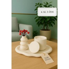 Bohem Mum Vazo Seti - Inci Toz Mum 350G - Kokusuz Dekoratif Hediye