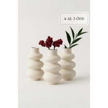 3’lü Organik Formlu Bohem Iskandinav Vazo Seti – Hediyelik Modern Minimal Beyaz Dekoratif Obje
