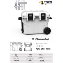 Toco Premium Coolers Taşınabilir Tekerlekli Soğutucu Kamp Buzluğu 45 LT Premium Kamp ve Araç Termosu Cooler Box