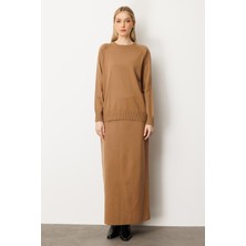 Mutlu Ertan Kadın Uzun Triko Etek Camel 20233