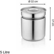 Üret Çelik Üret Endüstriyel Çorbalık Kapaklı Kovan 5 Litre (22 x 17 Cm)