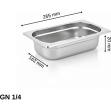 Üret Çelik Üret Standart Gastronom Küvet Gn 1/4 20 mm 0,5 lt