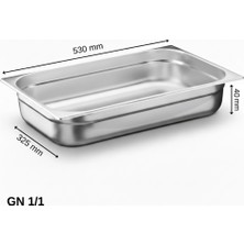 Üret Çelik Üret Standart Gastronom Küvet Gn 1/1 40 mm 5 lt