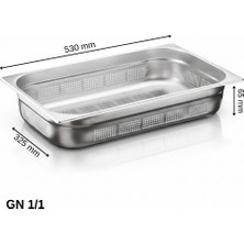 Üret Çelik Üret Delikli gastronom Küvet Gn 1/1 65 mm 9 lt